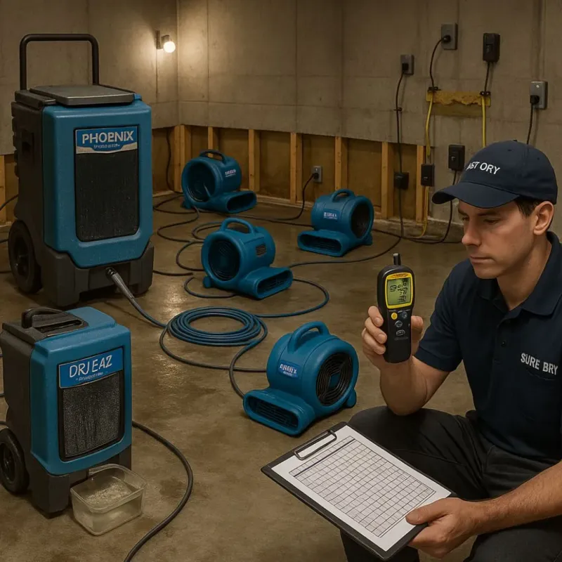 Structural Drying and Dehumidification process in Madison, NC